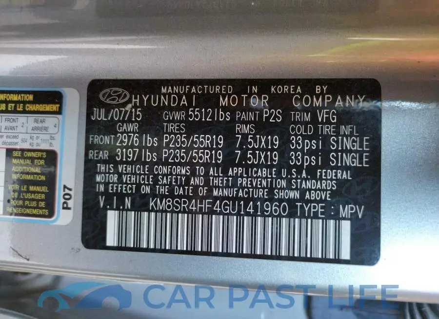 KM8SR4HF4GU141960# 10