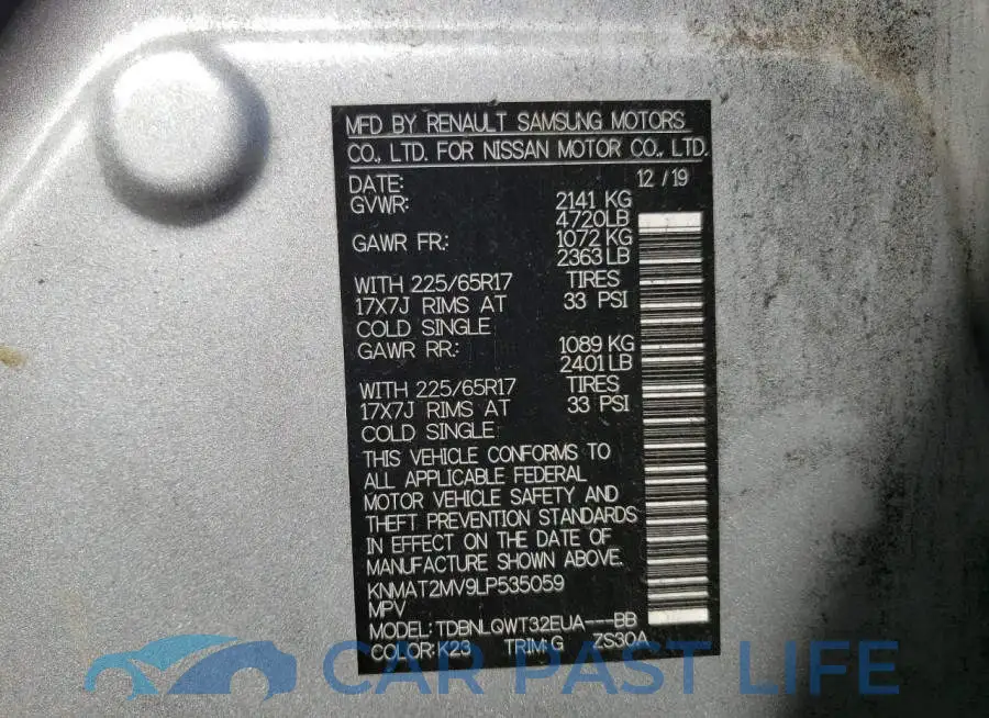 KNMAT2MV9LP535059# 10