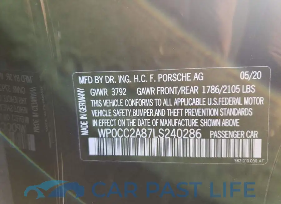 WP0CC2A87LS240286# 10