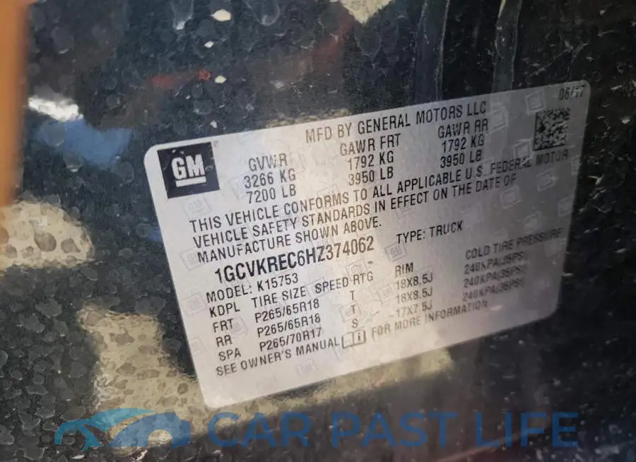 1GCVKREC6HZ374062# 10