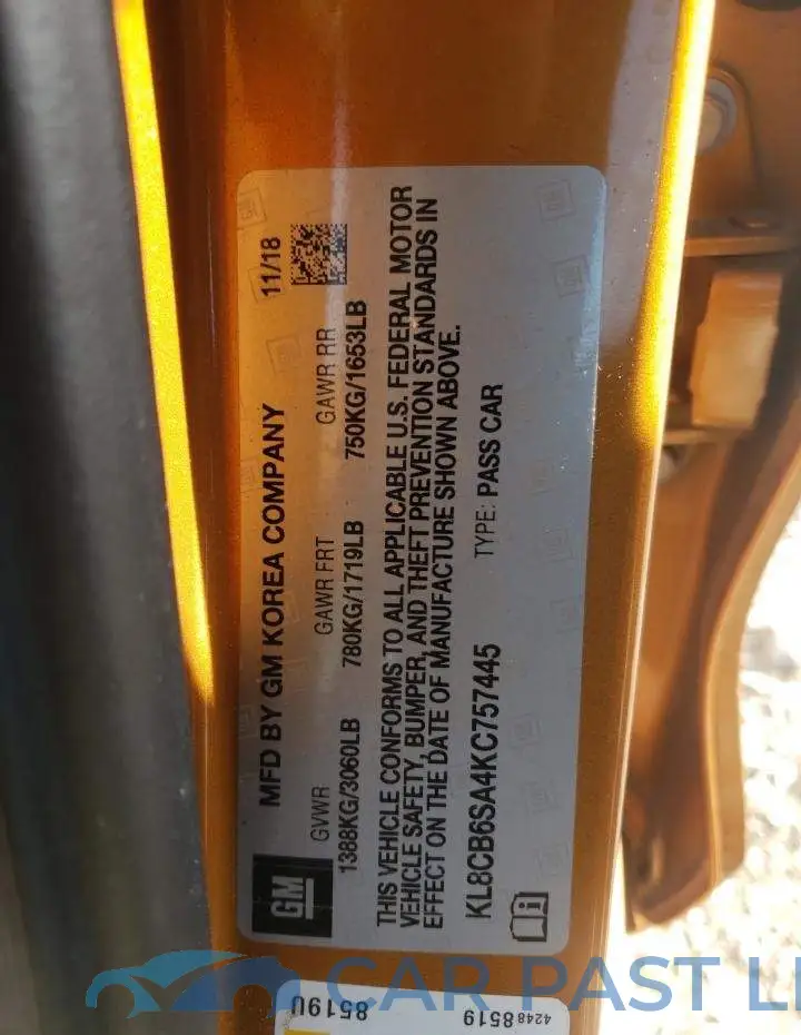 KL8CB6SA4KC757445# 10