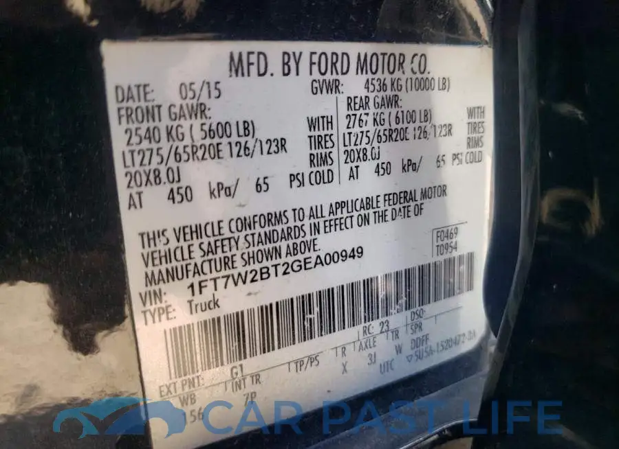1FT7W2BT2GEA00949# 10