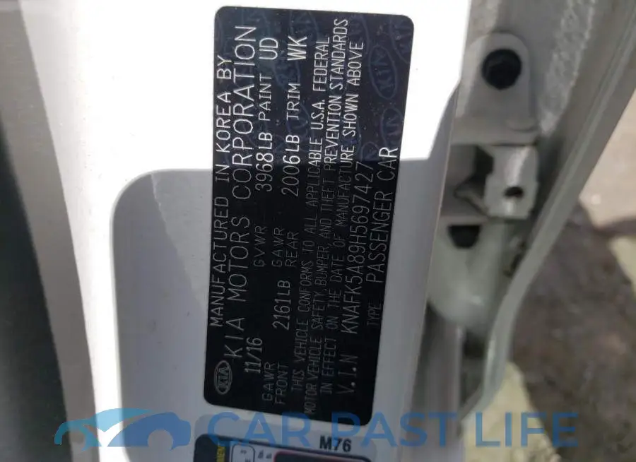 KNAFK5A89H5697427# 10