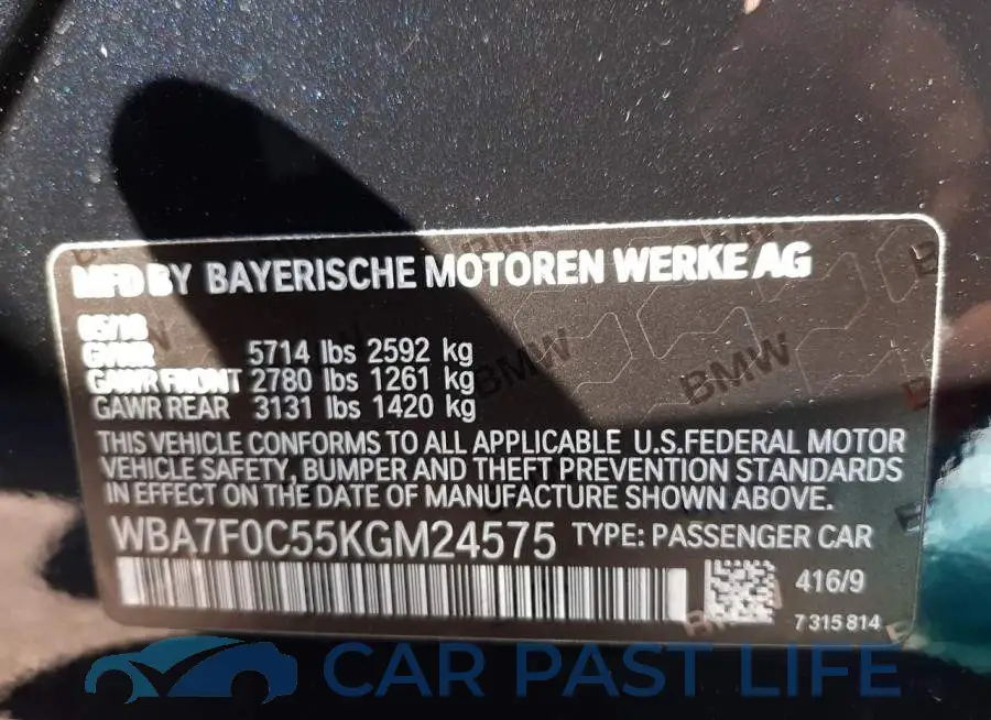 WBA7F0C55KGM24575# 10