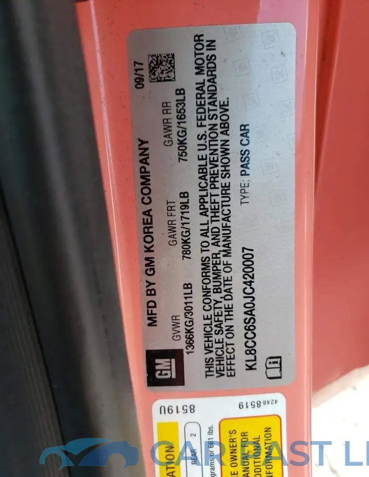 KL8CC6SA0JC420007# 10
