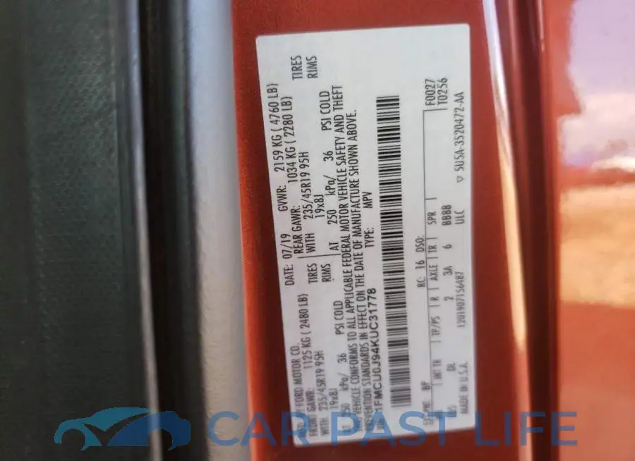 1FMCU0J94KUC31778# 10
