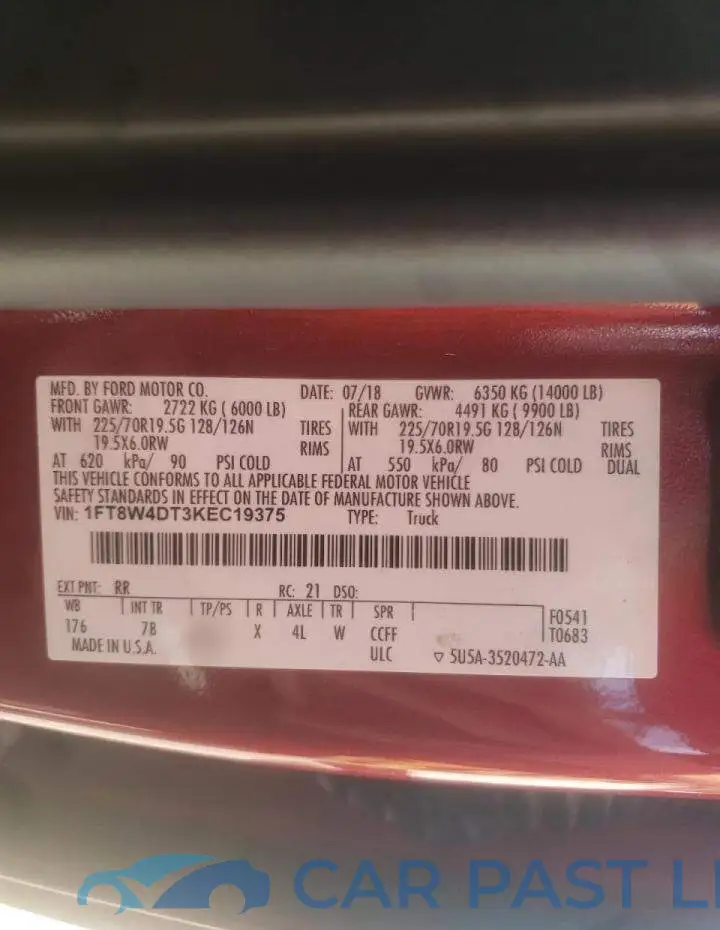 1FT8W4DT3KEC19375# 10