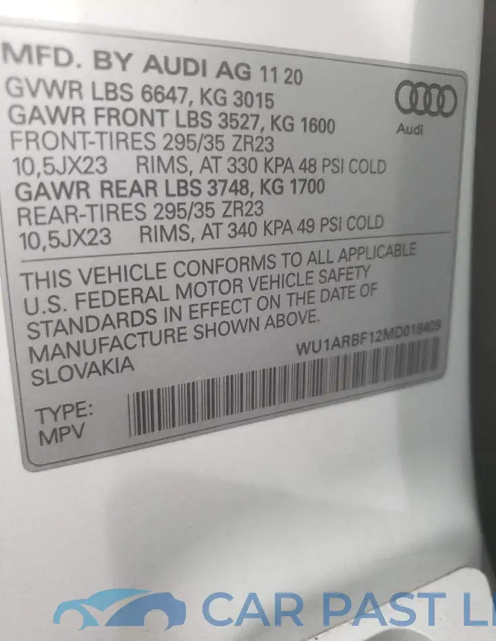 WU1ARBF12MD018409# 10