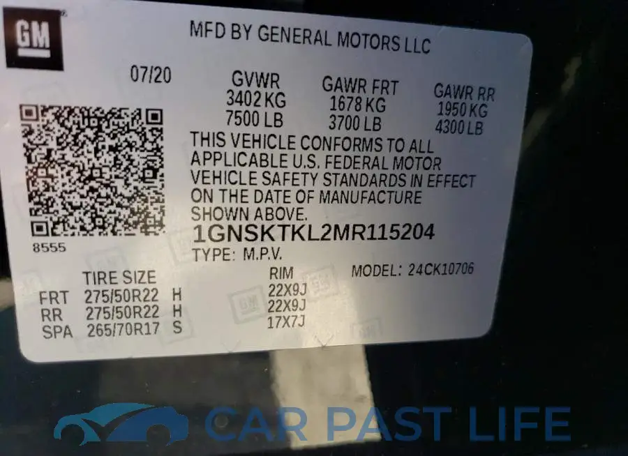 1GNSKTKL2MR115204# 10
