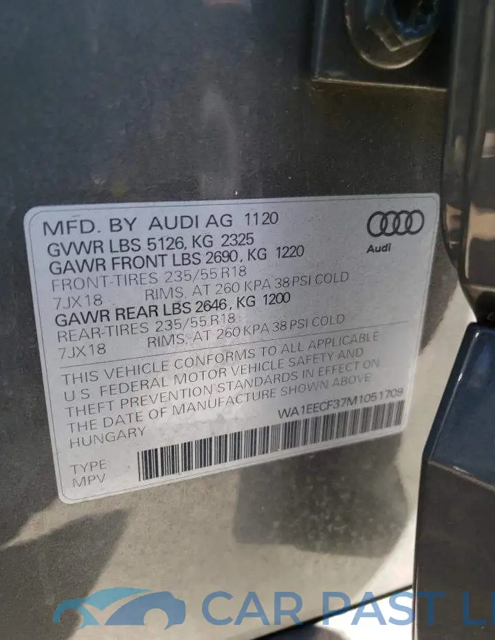 WA1EECF37M1051709# 10