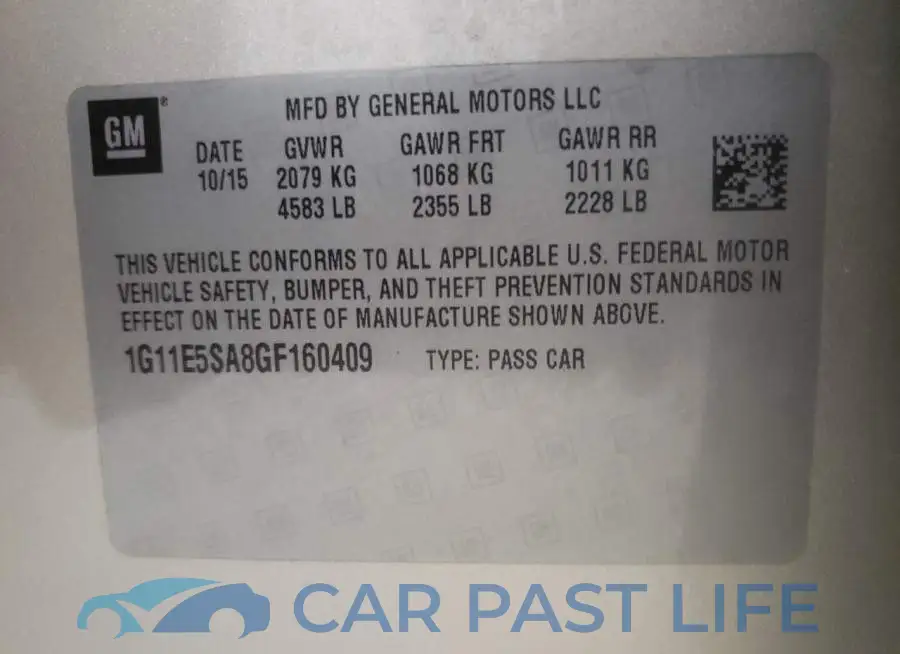 1G11E5SA8GF160409# 10