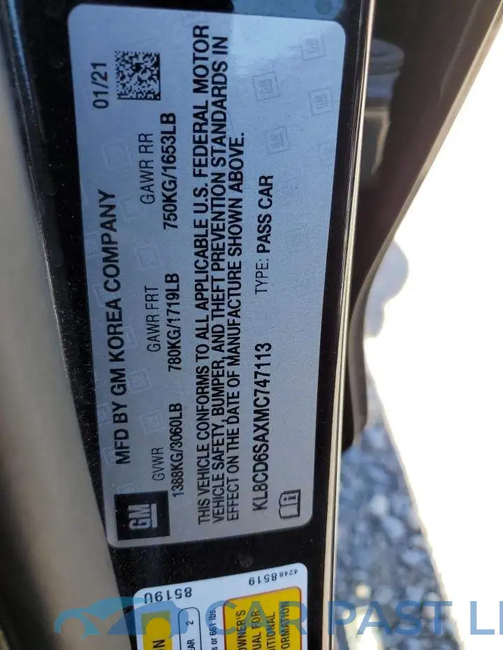 KL8CD6SAXMC747113# 10