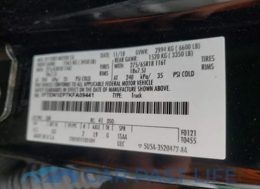 1FTEW1EP7KFA09441# 10