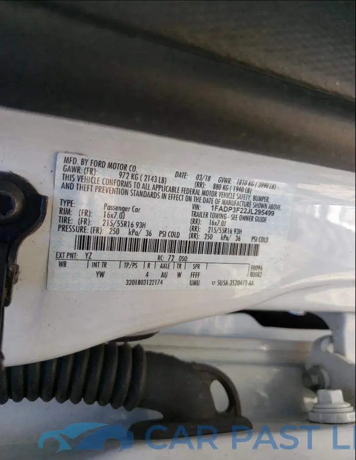 1FADP3F22JL295499# 10
