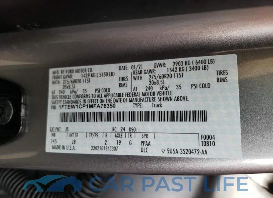 1FTEW1CP1MFA76350# 10