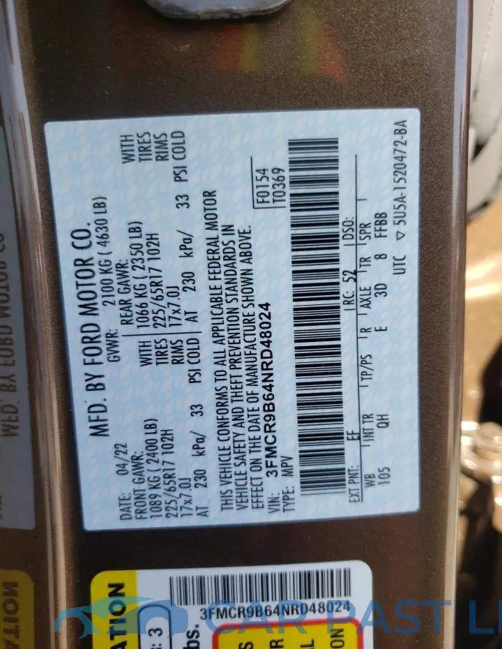 3FMCR9B64NRD48024# 10
