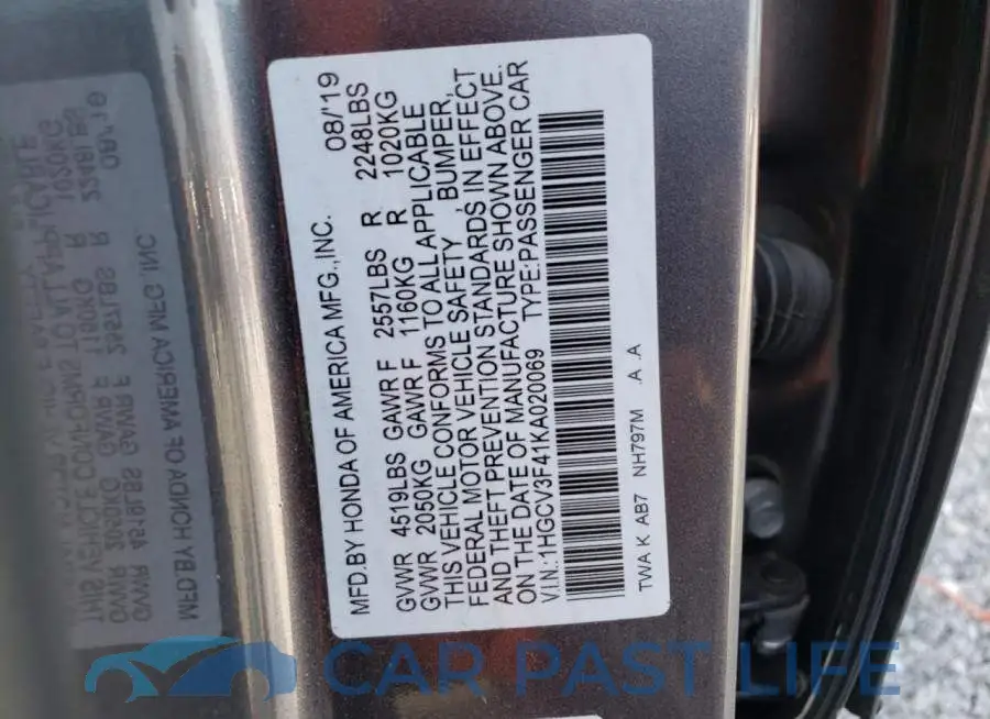 1HGCV3F41KA020069# 10