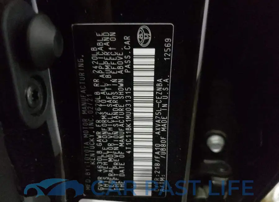 4T1C11BK1MU031315# 10