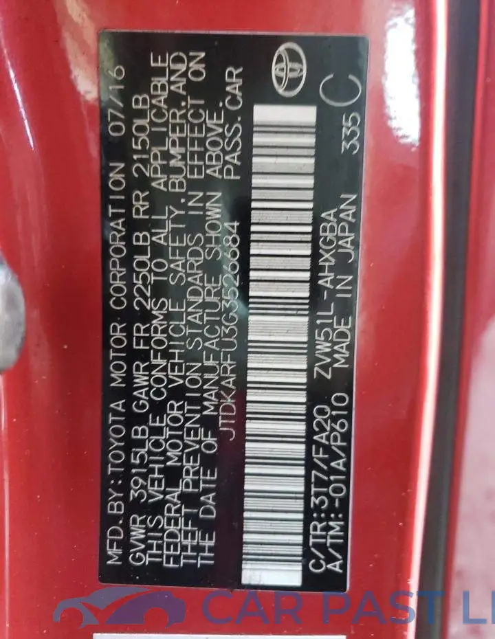 JTDKARFU3G3526684# 10