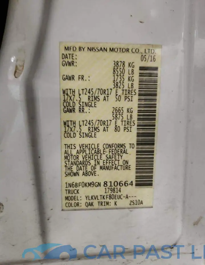 1N6BF0KM9GN810664# 10