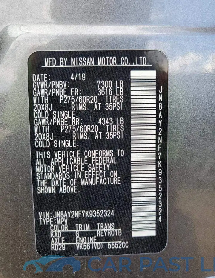 JN8AY2NF7K9352324# 10