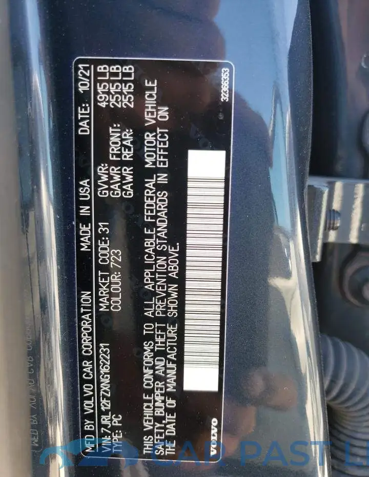 7JRL12FZXNG162231# 10