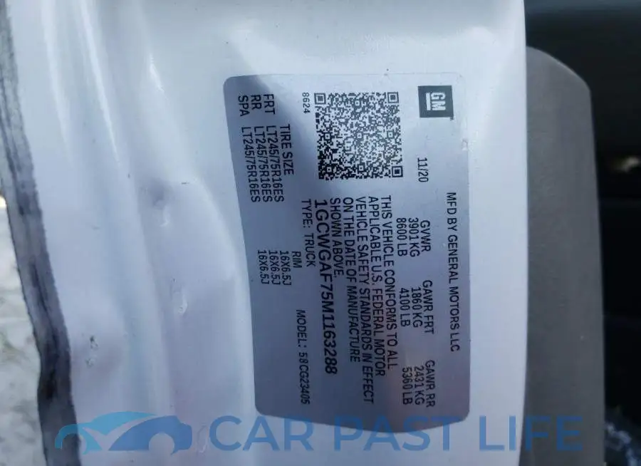 1GCWGAF75M1163288# 10
