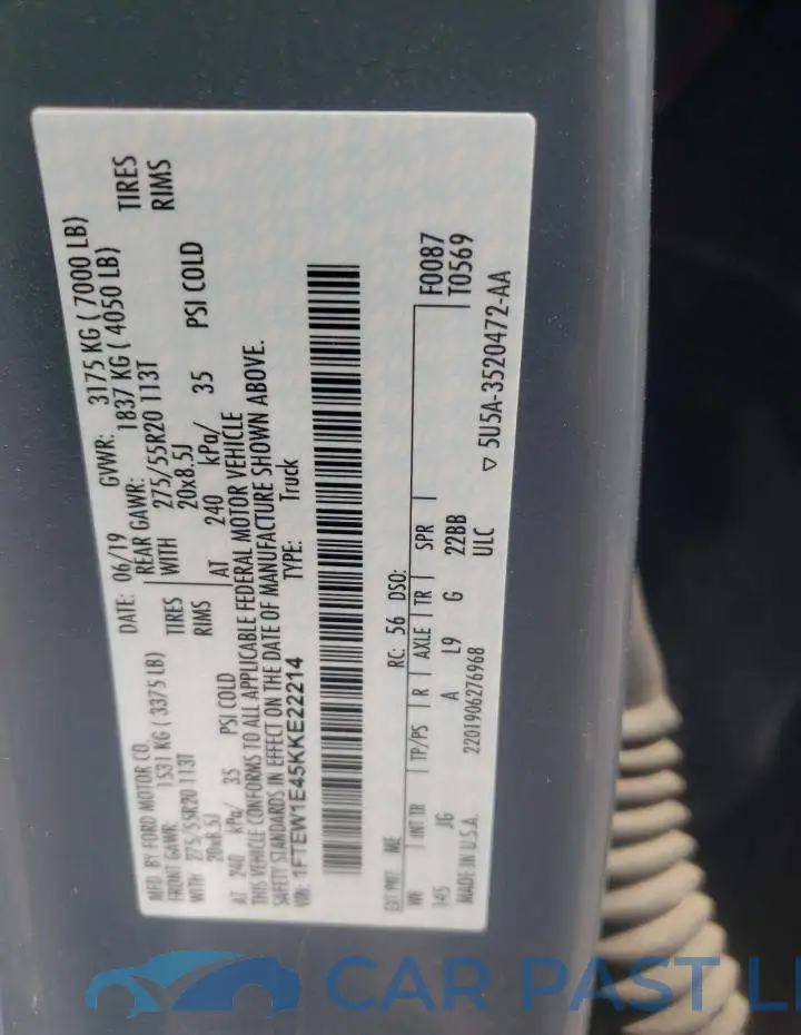 1FTEW1E45KKE22214# 10