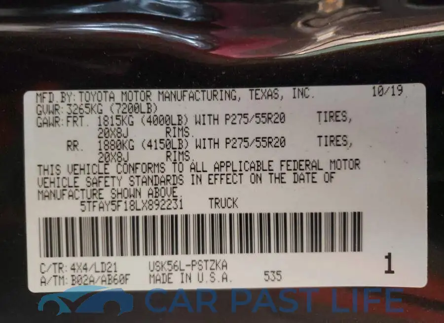 5TFAY5F18LX892231# 10