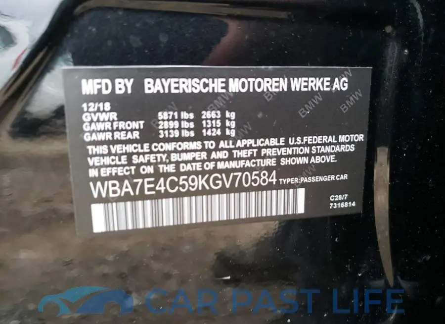 WBA7E4C59KGV70584# 10