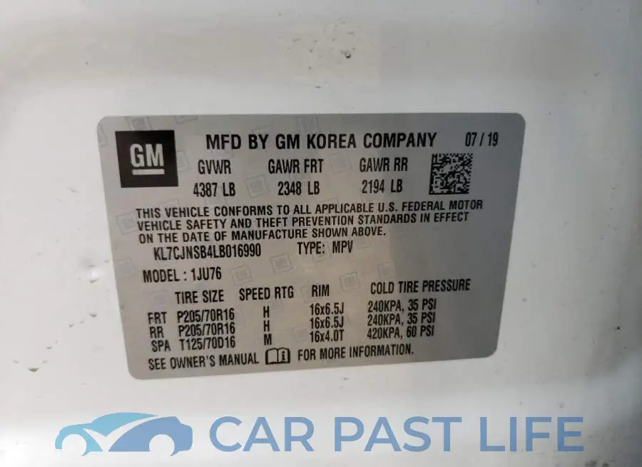 KL7CJNSB4LB016990# 10