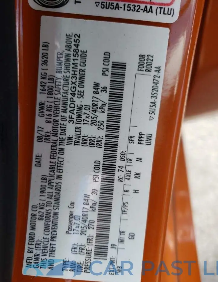 3FADP4GX3HM158452# 10