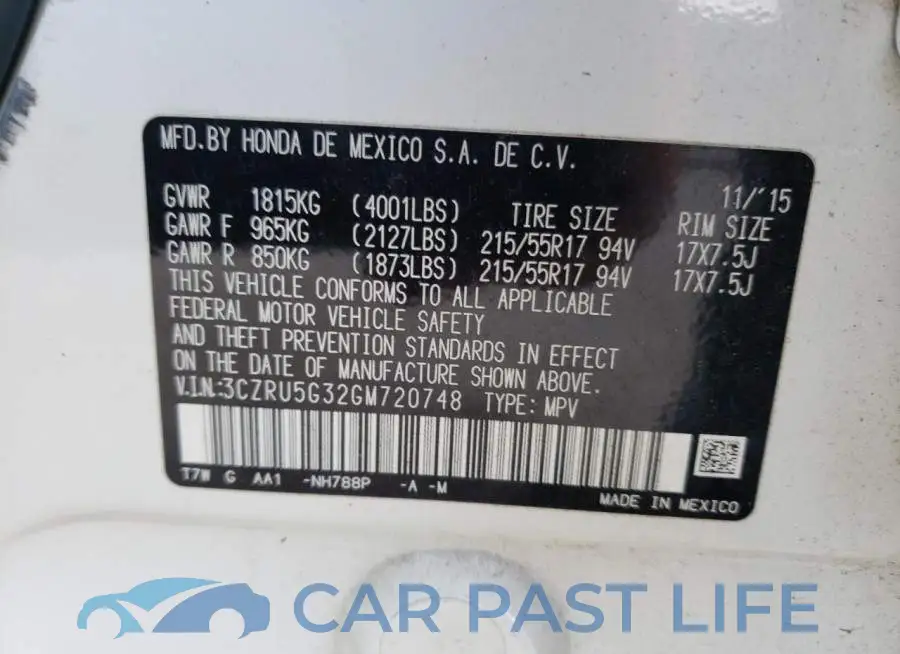 3CZRU5G32GM720748# 10