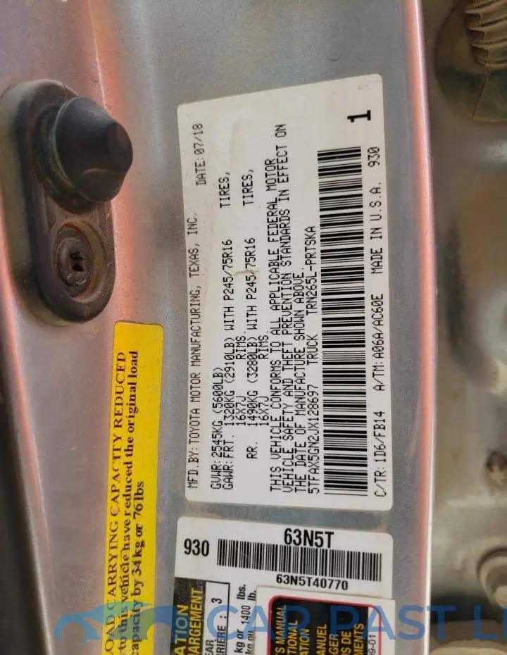 5TFAX5GN2JX128697# 10