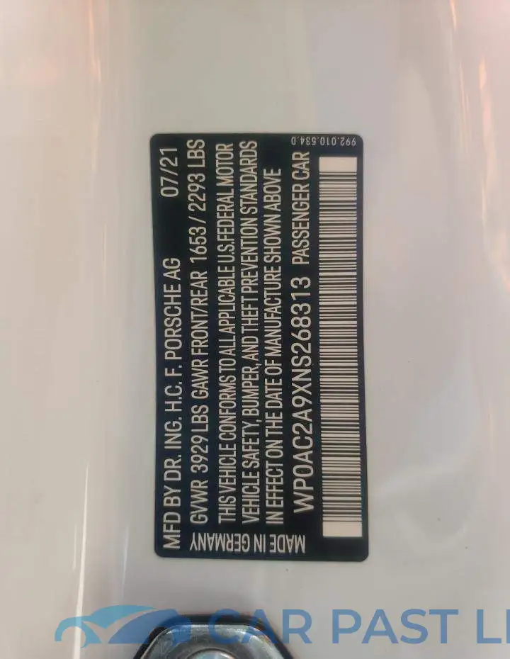 WP0AC2A9XNS268313# 10