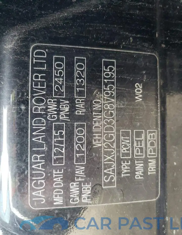 SAJXJ2GD3G8V95195# 10