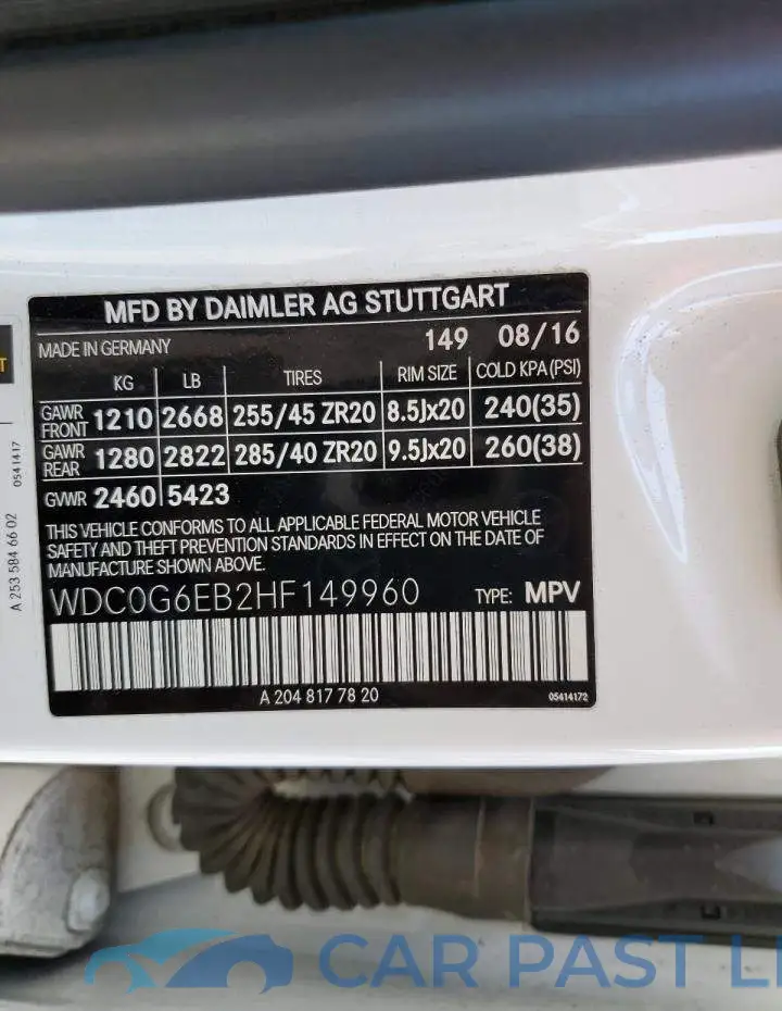 WDC0G6EB2HF149960# 13