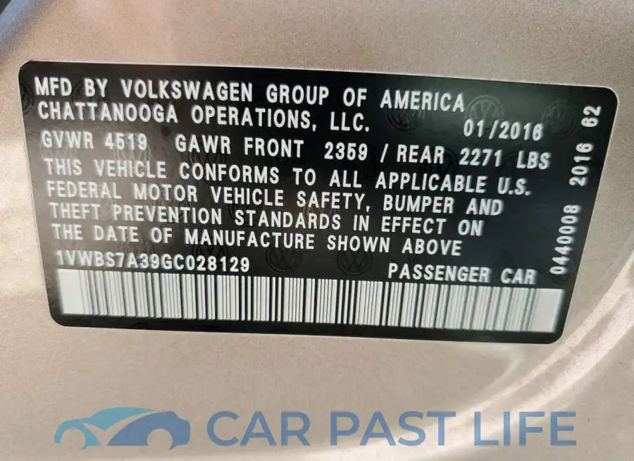 1VWBS7A39GC028129# 10