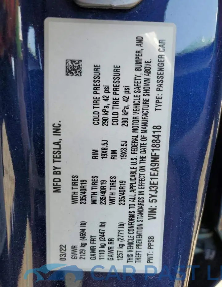 5YJ3E1EA9NF188418# 10