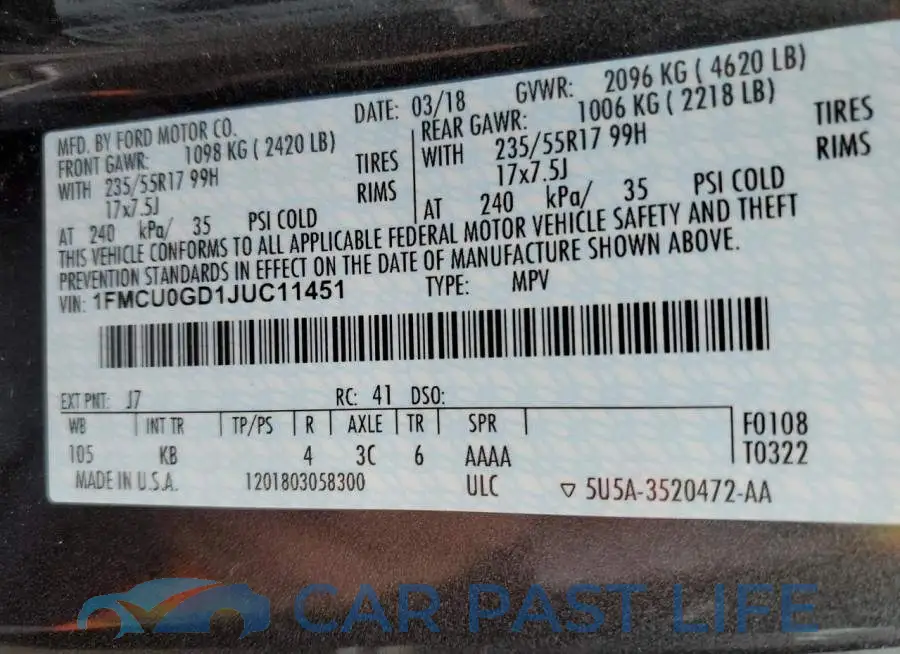 1FMCU0GD1JUC11451# 10
