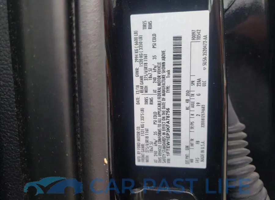 1FTEW1EP3KFA78756# 10
