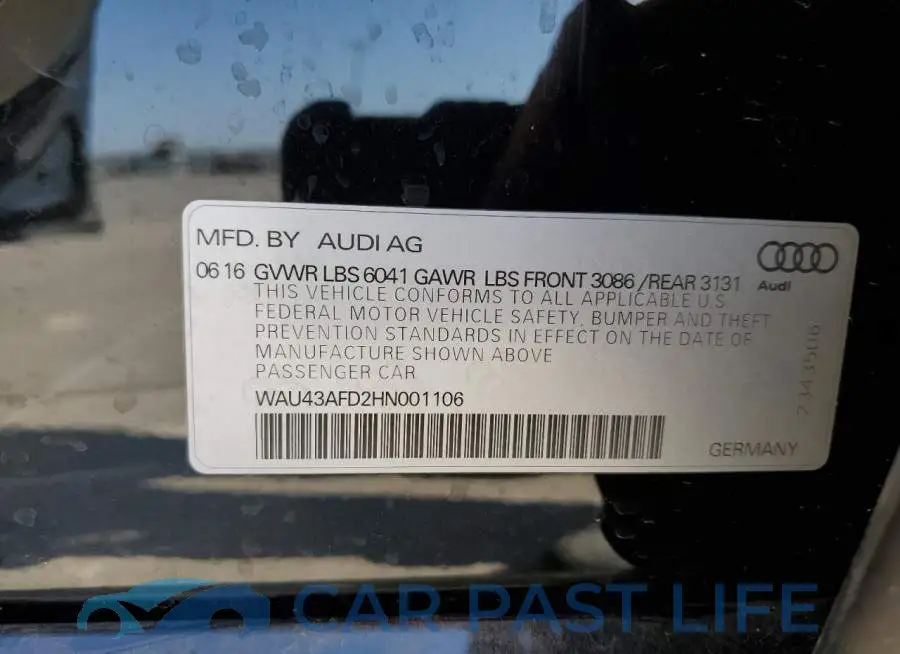WAU43AFD2HN001106# 10