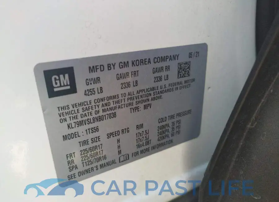 KL79MVSL8NB017038# 10