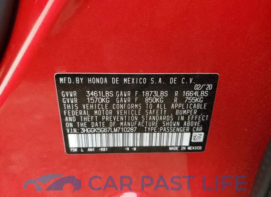 3HGGK5G67LM710287# 10
