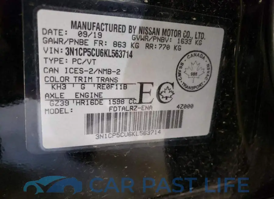 3N1CP5CU6KL563714# 10