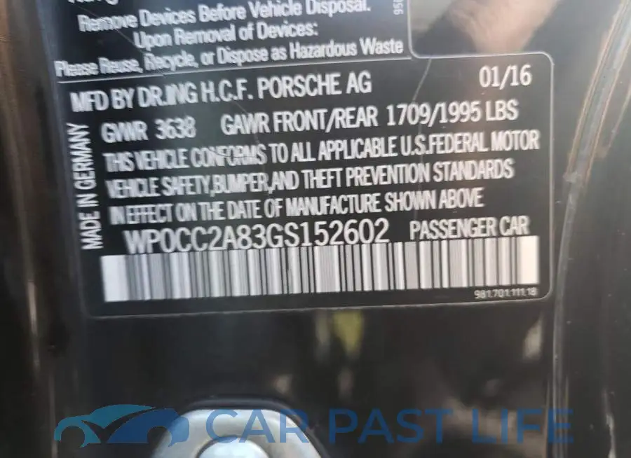 WP0CC2A83GS152602# 10