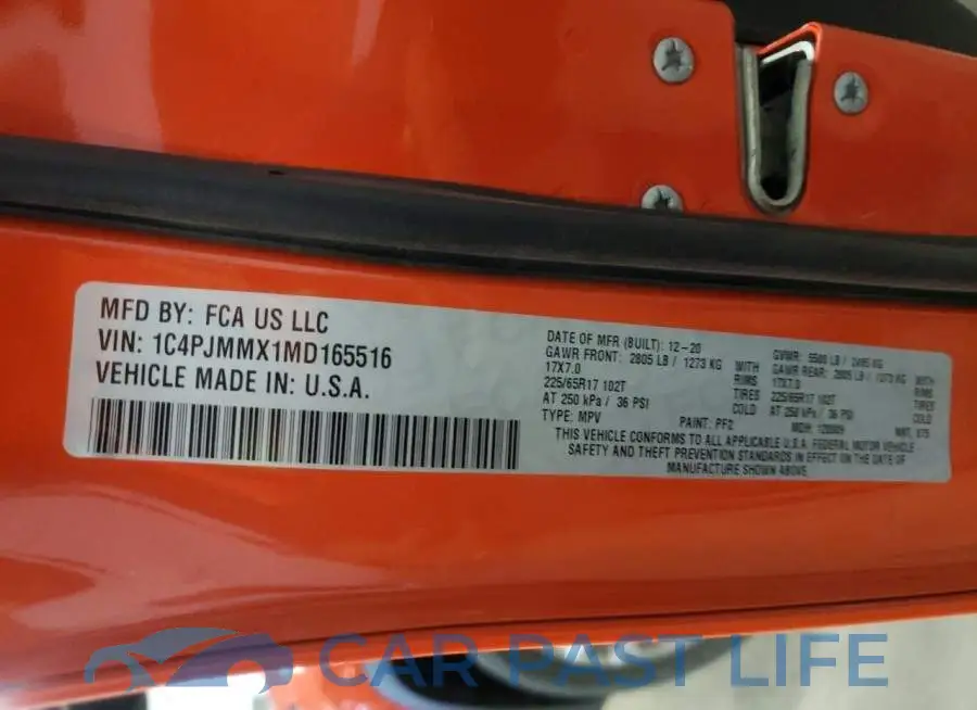 1C4PJMMX1MD165516# 10
