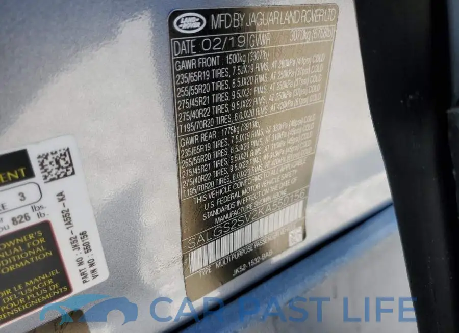 SALGS2SV2KA550156# 10