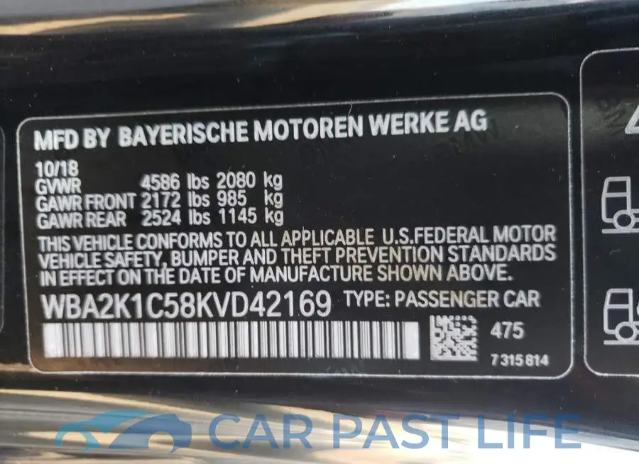 WBA2K1C58KVD42169# 10