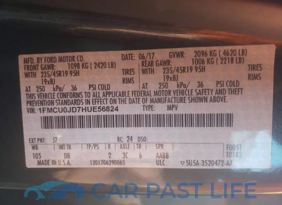 1FMCU0JD7HUE56824# 10